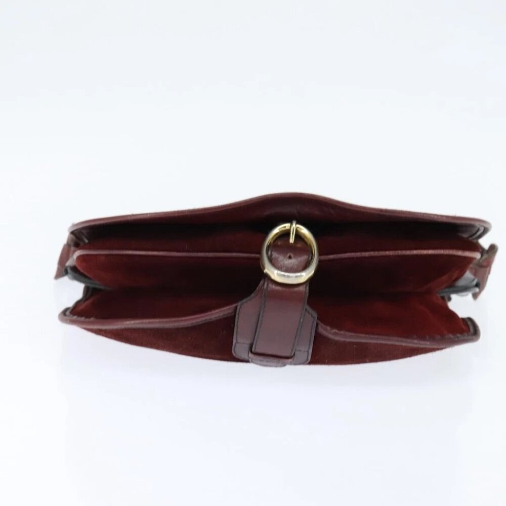 BALENCIAGA Shoulder Bag Suede Leather Bordeaux Gold Auth bs30414 - Picture 6 of 16